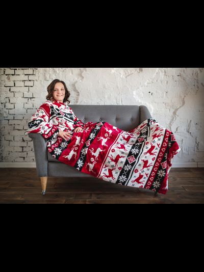 Плед с рукавами &quot;Новогодний&quot; из микрофибры (велсофта)