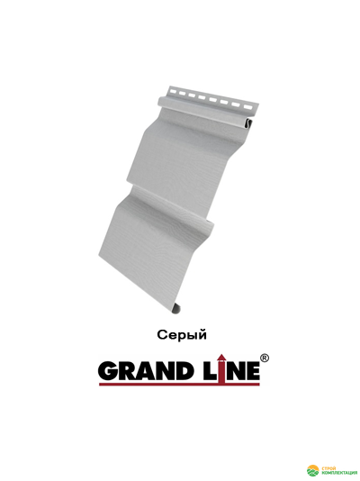 Виниловый сайдинг D4,4 Grand Line Amerika корабельный брус длина 3,6 м. Цвет: Серый