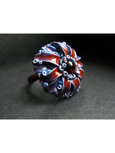 Волшебникум. Необычное кольцо-цветок с гранатом