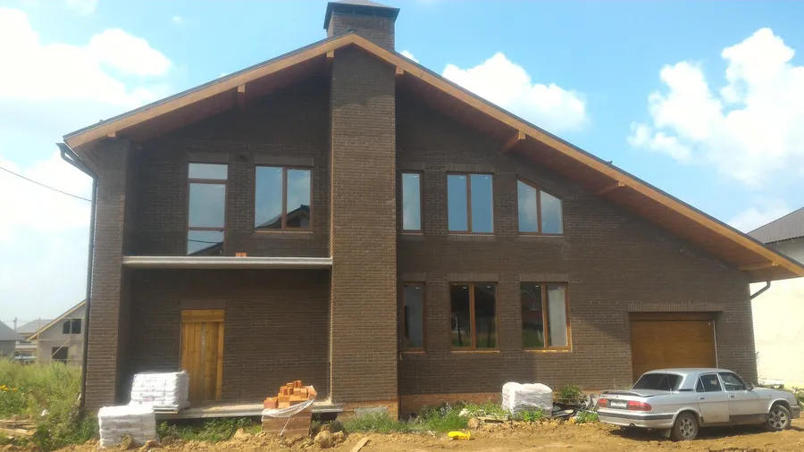 остекление коттеджа 15 окон(не стандарт), профиль Века Софтлайн 70 мм, энергосберегающий стеклопакет двухкамерный 40 мм, наружная ламинация "Золотой дуб"