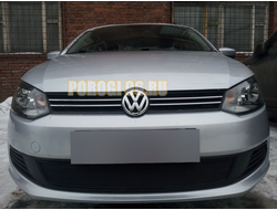 Защита радиатора Volkswagen Polo седан 2010-2014 black PREMIUM