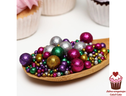 Драже рисовое в шоколадной глазури Блеск зол/сер/зел/фиол, 50 г (мягкое)