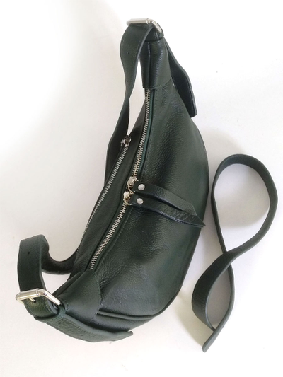 (АРТИКУЛ: 10099/1) СУМКА ЖЕНСКАЯ, НЕБОЛЬШАЯ, НАТУРАЛЬНАЯ КОЖА, ТЕМНО-ЗЕЛЕНАЯ, С ПЛЕЧЕВЫМ РЕМНЕМ