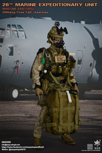 Американский морской пехотинец с парашютом - Коллекционная ФИГУРКА 1/6 MEU MRF Military Free Fall Insertion Desert (26043SD) - Easy&Simple