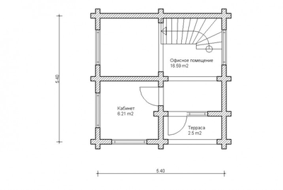 Офис из бревна 6.0 х 6.0 два этажа ДБ-09