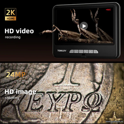 Цифрoвoй микроскоп TОМLОV DМ402 Prо 2K 1200Х, 10,1-дюймовый экран.