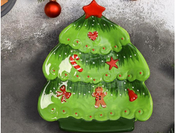 Блюдо Новогоднее «Ёлочка» в подарочной коробке, 22,5×19×3,5 см