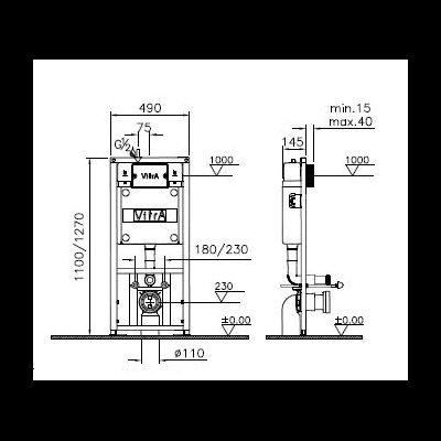 Комплект: подвесной безободковый унитаз VitrA Metropole Rim-Ex, с тонким сиденьем с микролифтом, инсталяцией и панелью управления, 9820B003-7201