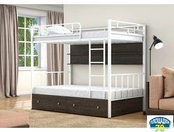 Двухъярусная кровать Валенсия 120 Белый ящики полка венге