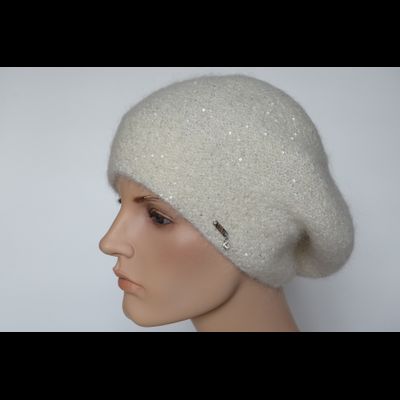 Белый берет с мелкими пайетками Vizio Италия 6997