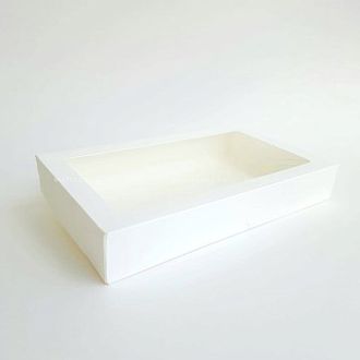 Коробка кондитерская с окном (белая), 260*150*40мм