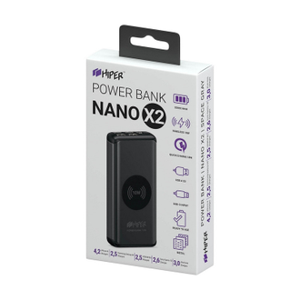 Внешний аккумулятор  2xUSB+C, Hiper Nano X2 Space