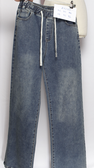 Джинсы классика "ПРЯМЫЕ ТРУБЫ" пояс на резинке синие (21080) р.32,34,36,38,40,42(р.48-58)