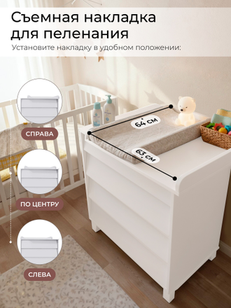 Пеленальный комод Sweet Baby Dante, Белый / Белый