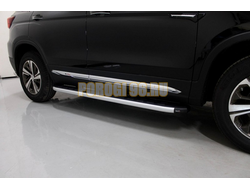 Пороги алюминиевые с пластиковой накладкой 1720 мм ТСС для Changan CS75 FL 2020-