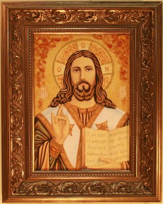 Икона из янтарной крошки &quot;Иисус Христос&quot;