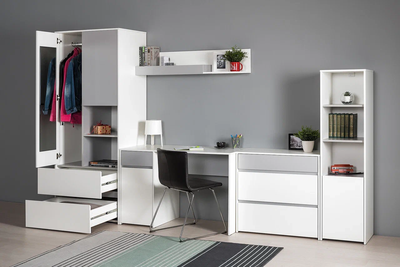 Шкаф комбинированный Торонто 13.13 белый шагрень, стальной серый