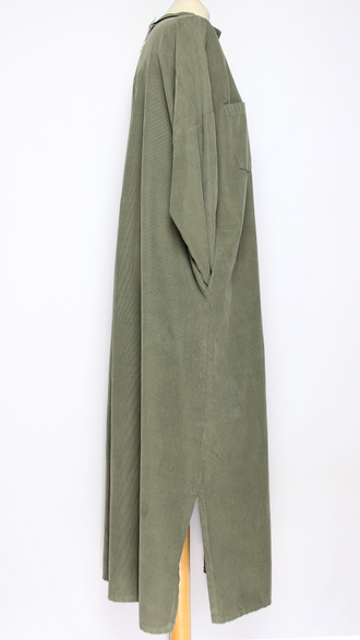 Платье-рубашка Бохо вельветовое "СТОЙКА ПЛАНКА" хаки до р.56