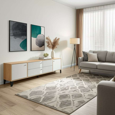 Тумба ТВ Парус-10 Дуб крафт золотой/Карбон фарфор