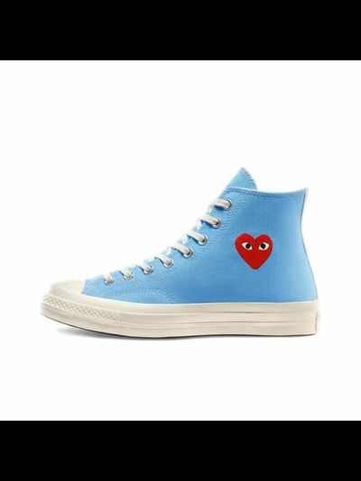 Converse Comme des Garcons Blue голубые высокие с сердечком