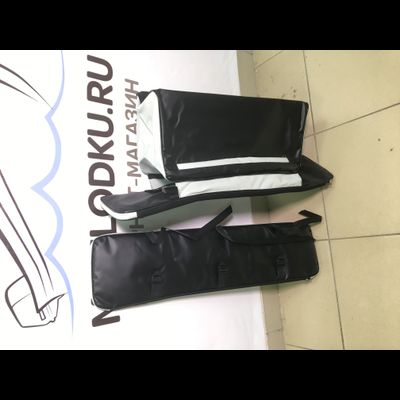 Комплект накладок на сиденья с сумкой 81*20 см ПВХ черный/светло-серый