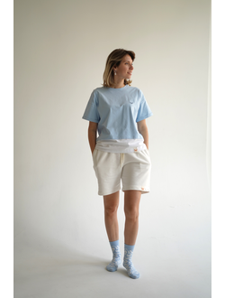 ЖЕНСКАЯ ФУТБОЛКА ГОЛУБАЯ "ВОЗДУШНАЯ"