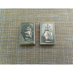 Зажигалка бензиновая "Морской флот" матовая черный