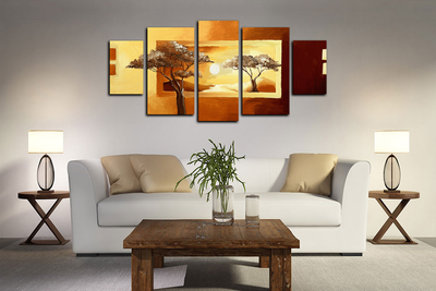 Модульная картина "Солнце и два дерева"