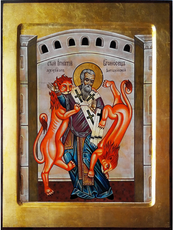 Игнатий Богоносец, епископ Антиохийский, священномученик. Рукописная икона.