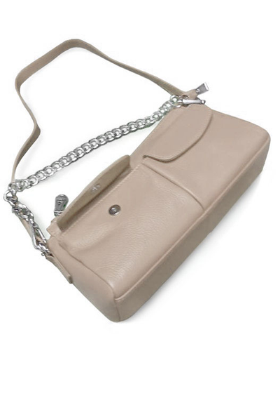 (АРТИКУЛ: 9877/3) СУМКА ЖЕНСКАЯ НЕБОЛЬШАЯ, НАТУРАЛЬНАЯ КОЖА, БЕЖЕВАЯ, РЕМЕНЬ ЧЕРЕЗ ПЛЕЧО