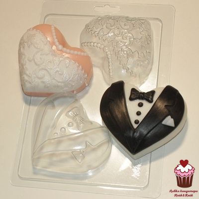 Форма пластик Сердца-молодожены