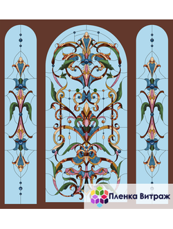 Витражная пленка, витражная пленка самоклеющаяся, пленочный витраж с классическим рисунком