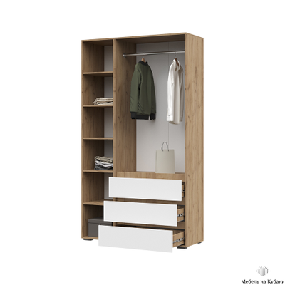 Хелен ШК 06 шкаф 3-х створчатый с ящиками Дуб крафт золотой/Белый