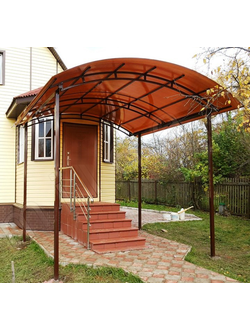 Металлический козырек-навес над входом арочный на опорах (артикул МКС17)