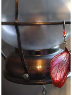 Волшебные серьги "Крылышки Феи Огня" (шёлк, чешский бисер)