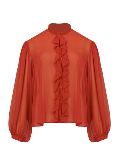Блуза красная с жабо