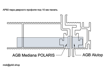 APK60 алюминиевый профиль дверной коробки RAL9006