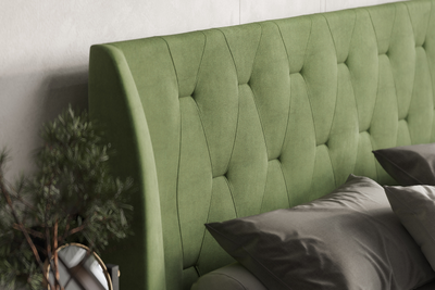 Кровать двуспальная MyCloud Бриджит с подъемным механизмом, бельевым ящиком, мягкое изголовье