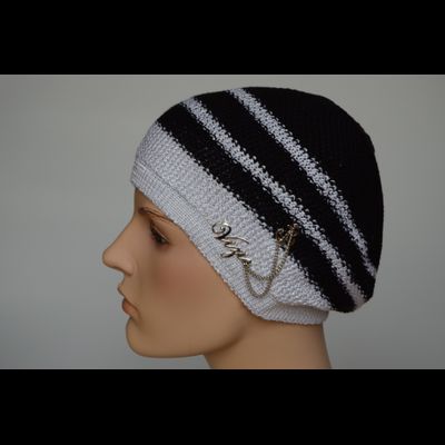 черный берет с белыми полосками Италия Vizio 5038
