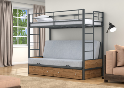 Двухъярусная кровать-диван Дакар 1 Серый (вставки дуб крафт табак) фото 6