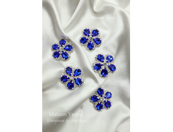 ПУГОВИЦЫ ДЕКОРАТИВНЫЕ СО СТРАЗАМИ, 34 мм. 50 шт. РК-00065. Цвет: синий