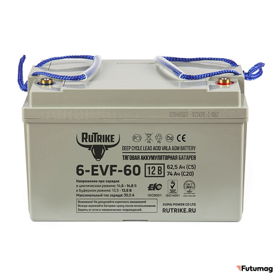 Тяговый аккумулятор RuTrike 6-EVF-60 (12V60A/H C3)