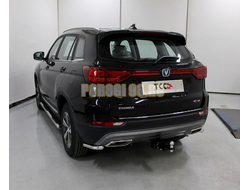 Пороги овальные с накладкой 120х60 мм ТСС для Changan CS75 FL 2020-