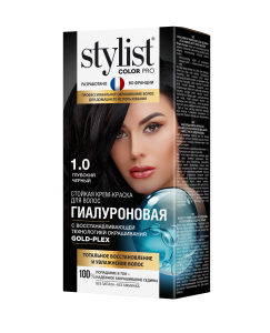 STYLIST COLOR PRO Стойкая Крем-краска Гиалуроновая  Тон 1.0 Глубокий черный 115мл