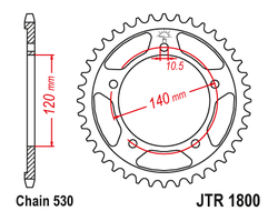 Звезда ведомая (45 зуб.) RK B6839-45 (Аналог: JTR1800.45) для мотоциклов Suzuki, Triumph