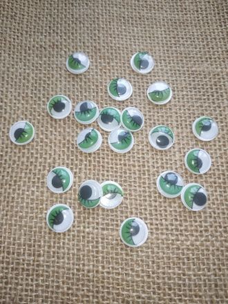 Глазки клеевые, размер 12 мм, цвет зеленый цена за 1 пару