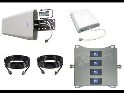 Комплект усиления сотовой связи (Репитер)LTE 800 GSM LTE 1800МГц 3G GSM 2100МГц LTE 2600Мгц (до 300м?)