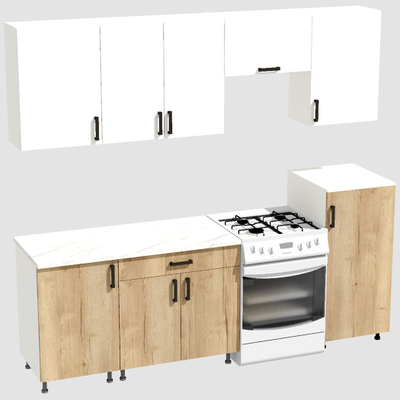 Кухня Эконом 1,8 метра с полуколонкой (1300х500) Цвет: Белый/Дуб Вотан