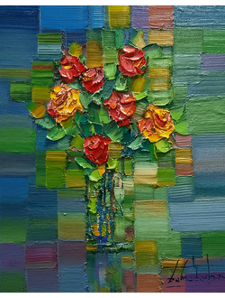 Букет роз. Этюд. 2024. Холст, масло. 50х40 см.