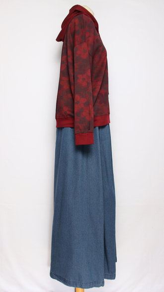 Джемпер ХЛОПОК "Капюшон Размытые цветы" красный, зеленый, синий, вишня до р.50